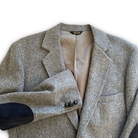 Vintage Tweed Sport Coat Jacket Western Elbow Patch 42R Dark Academia Preppy M - Picture 3 of 9